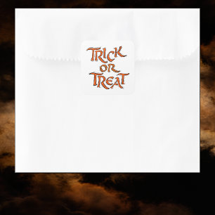 Adesivo Quadrado Palavras de Truque ou Tratamento de Halloween