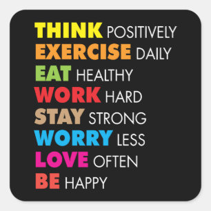 Adesivo Quadrado Palavras Inspiracionais - Motivação