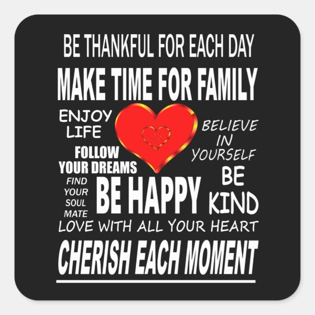 Adesivo Quadrado Palavras Inspirativas para viver (Frente)