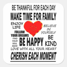 Adesivo Quadrado Palavras Inspirativas para viver