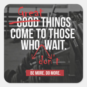Adesivo Quadrado Palavras Motivacionais do Workout de Construção de