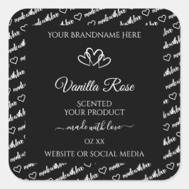 Adesivo Quadrado Palavras Negras e Brancas Produto em Nuvem Rotulag