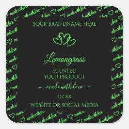 Adesivo Quadrado Palavras negras e verdes: produtos em nuvem rotula