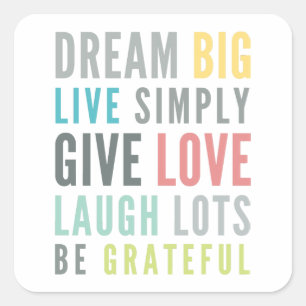 Adesivo Quadrado PALAVRAS PARA VIVER ATRAVÉS da moderna citação mot