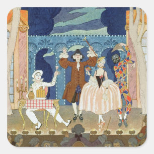 Adesivo Quadrado Palco da pantomima, ilustração para 'Fetes