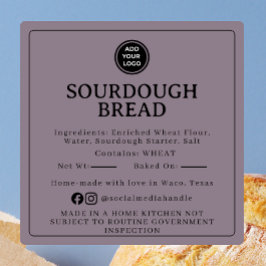 Adesivo Quadrado Pale Purple Sourdough Ingredient Cottage Sticker