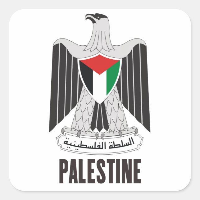Adesivo Quadrado PALESTINA - emblema/pavilhão/casaco de armas/símbo (Frente)