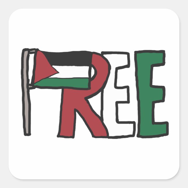 Adesivo Quadrado Palestina livre (Frente)