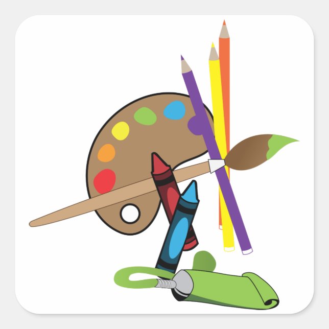 Adesivo Quadrado Paleta de Cor do Artista (Frente)