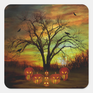 Adesivo Quadrado Palhetas Noturnas do Dia das Bruxas