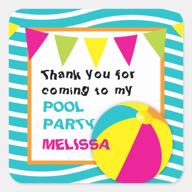 Adesivo Quadrado Palhetas redondas de Bola de Praia/Piscina (Frente)