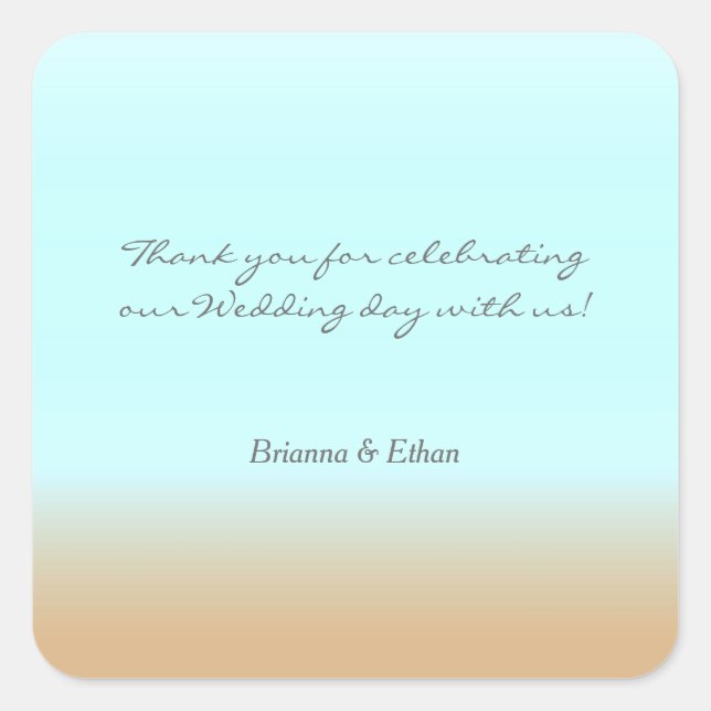 Adesivo Quadrado Palito Elegante de Ombre de Praia (Frente)