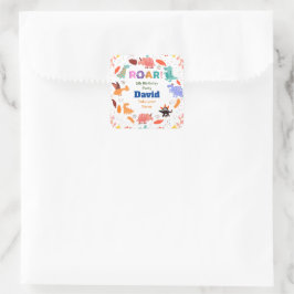 Adesivo Quadrado Palitos de festa de aniversário com tema Dinossaur