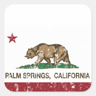 Adesivo Quadrado Palm Springs da bandeira do estado de Califórnia