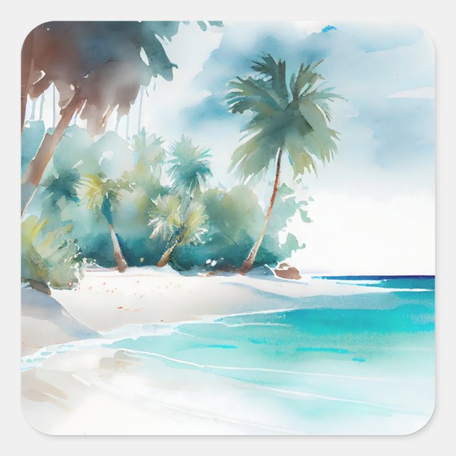 Adesivo Quadrado Palm-Stickers Tropical Beach (Frente)