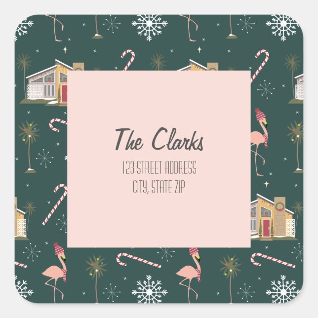 Adesivo Quadrado Palm Tree do Natal do século meio (Frente)