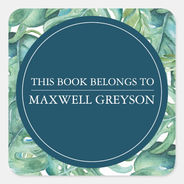 Adesivo Quadrado Palma Tropical Volta Para A Placa Escolar (Frente)