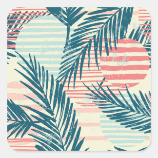 Adesivo Quadrado Palmas exóticas, texturas desenhadas à mão