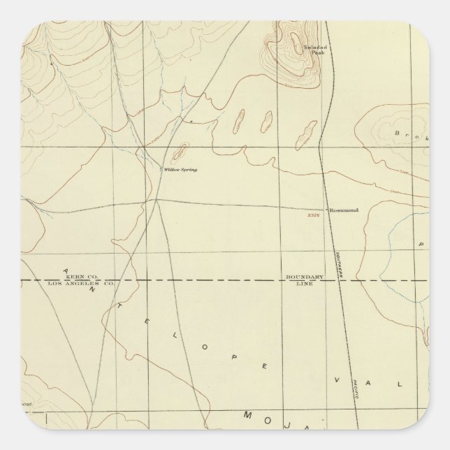 Adesivo Quadrado Palmdale quadrangular mostrando San Andreas Rift (Frente)