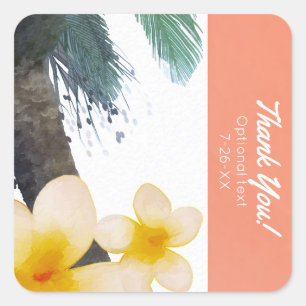 Adesivo Quadrado Palmeira Tropical Laranja & Festa de Verão de Plum