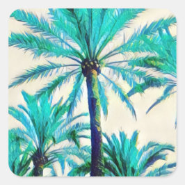 Adesivo Quadrado palmeira tropical no verão, anos 80-retrô