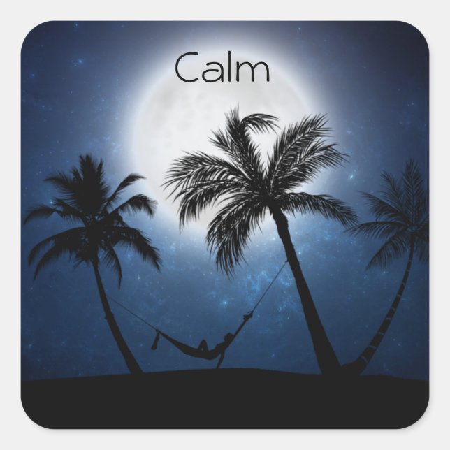 Adesivo Quadrado Palmeiras à luz do luar (Frente)