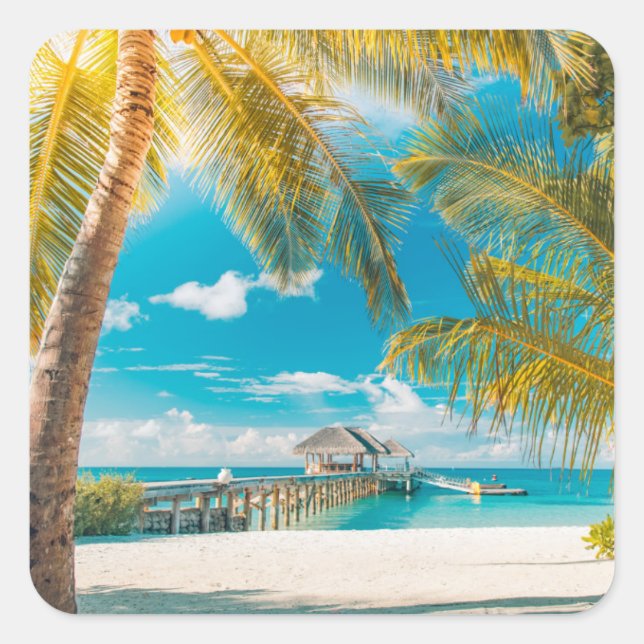 Adesivo Quadrado Palmeiras ao Sol (Frente)