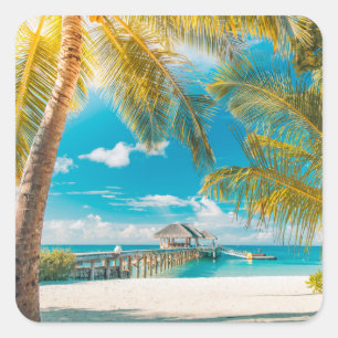 Adesivo Quadrado Palmeiras no por do sol