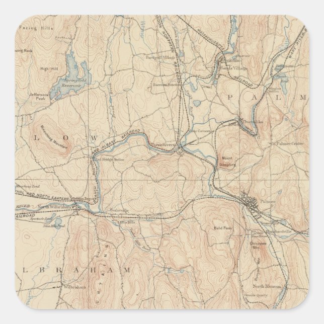 Adesivo Quadrado Palmer, Massachusetts (Frente)