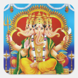 Adesivo Quadrado Panchamukhi Ganesha Stickers
