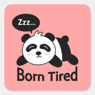 Adesivo Quadrado Panda Adormecido Fofo, Nasceu Cansado