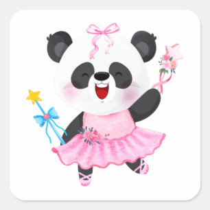 Adesivo Quadrado Panda Ballerina Amantes de os animais Sticker Quad