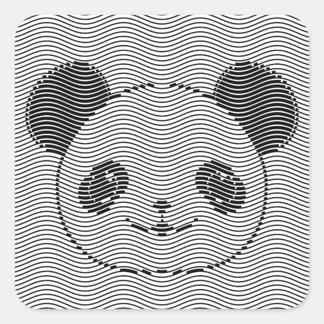 Adesivo Quadrado Panda Bear Face On Wave Patterno (Frente)