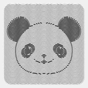Adesivo Quadrado Panda Bear Face On Wave Patterno