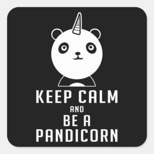 Adesivo Quadrado Panda Bear Pandicorn Mantenha Calma Ideia De Prese