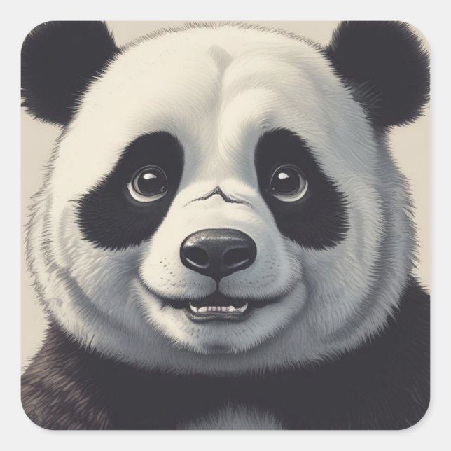 Adesivo Quadrado Panda Cartoon Drawing Art (Frente)