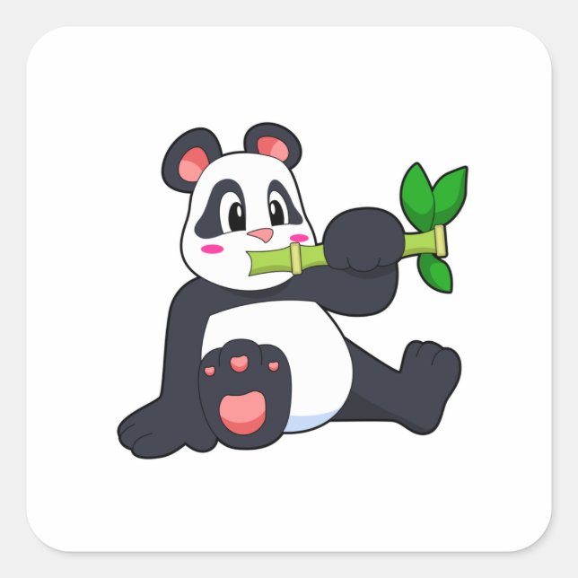 Adesivo Quadrado Panda com Bamboo (Frente)