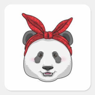 Adesivo Quadrado Panda com Bandana