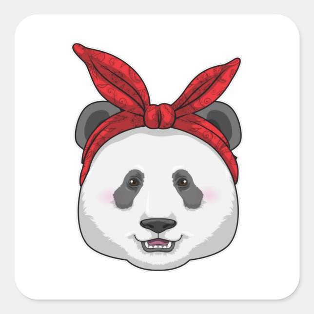 Adesivo Quadrado Panda com Bandana (Frente)