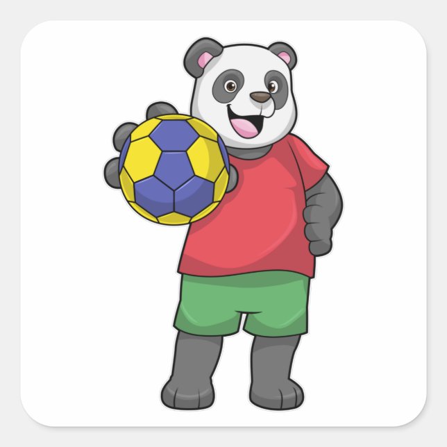 Adesivo Quadrado Panda com Esportes de Andebol (Frente)