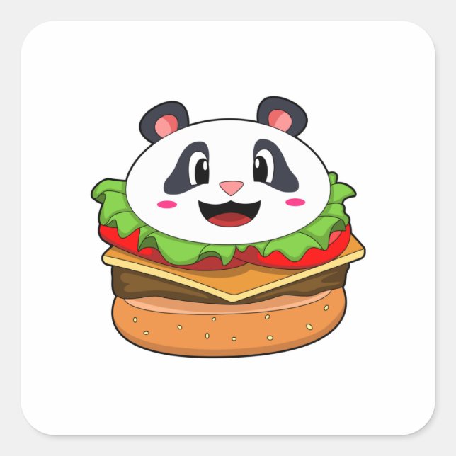 Adesivo Quadrado Panda com o Burger (Frente)