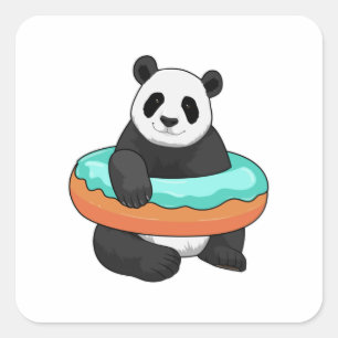 Adesivo Quadrado Panda com Rosquinha