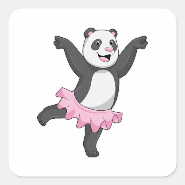 Adesivo Quadrado Panda como Ballerina no Balé (Frente)
