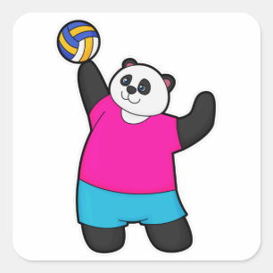 Adesivo Quadrado Panda como jogador de voleibol