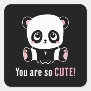 Adesivo Quadrado Panda Cute Bear Animal Pandas Paw Doce Ideia
