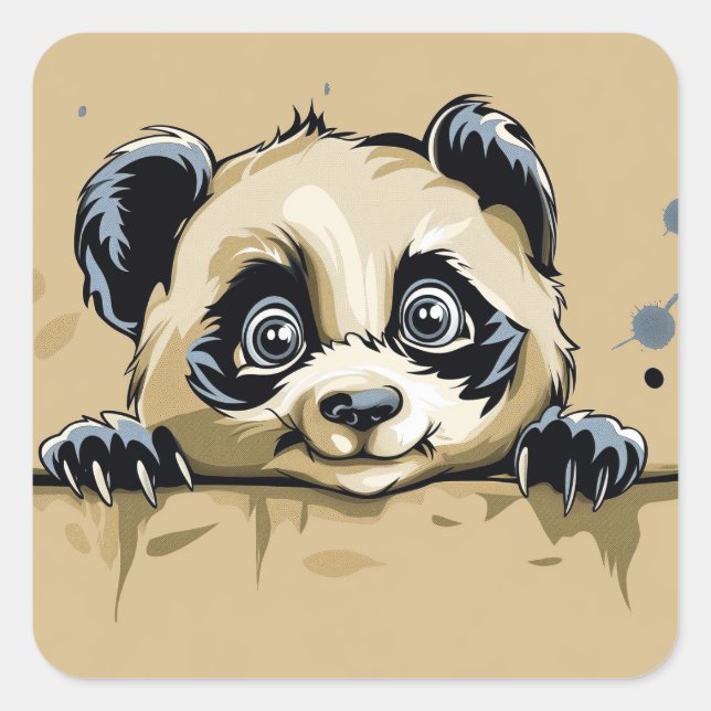 Adesivo Quadrado Panda de bebê giro (Frente)