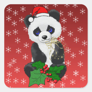 Adesivo Quadrado Panda do Natal