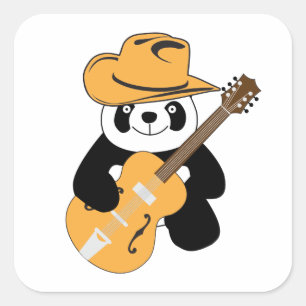 Adesivo Quadrado Panda engraçada com guitarra