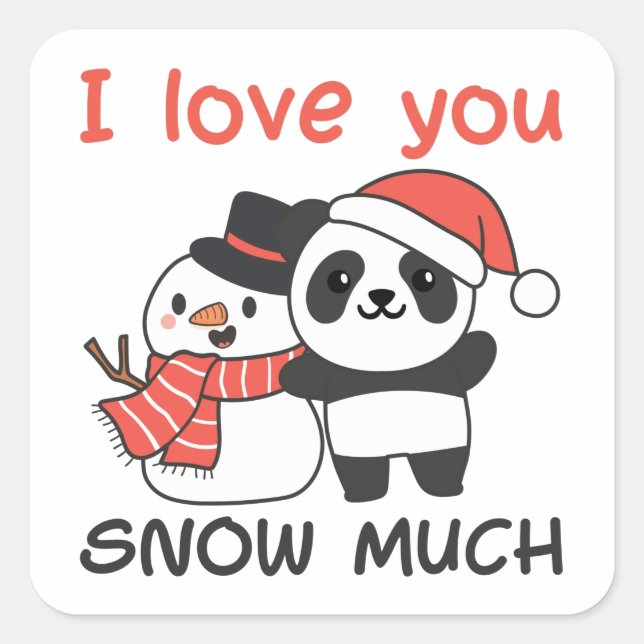 Adesivo Quadrado Panda I Love You Snow Muita Snowman Pun (Frente)