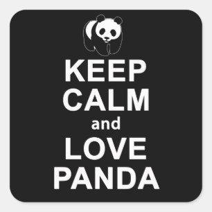 Adesivo Quadrado Panda Lover   Kepp Calm E Love Panda